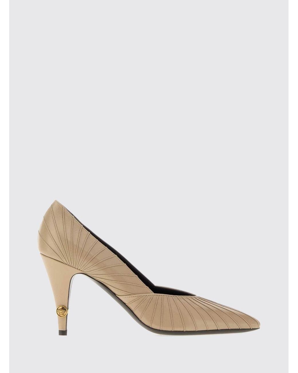 Versace White Gianni Quilted Leather Pumps With Medusa Logo And Stiletto Heel