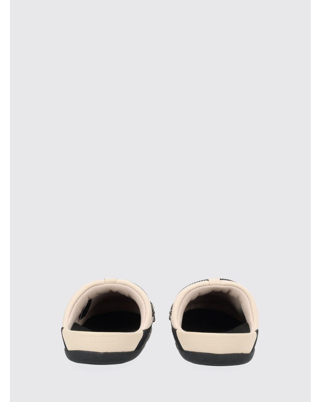 Moon Boot White Ripstop Nylon Flat Mules With Webbing Tapes And Rubber Sole