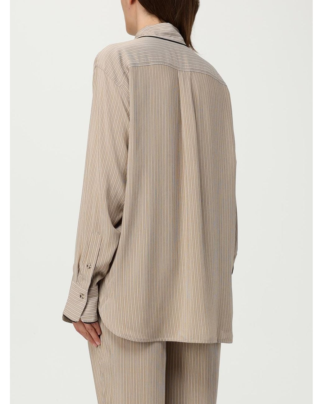 Victoria Beckham Natural Silk Stripe Shirt Relaxed Fit