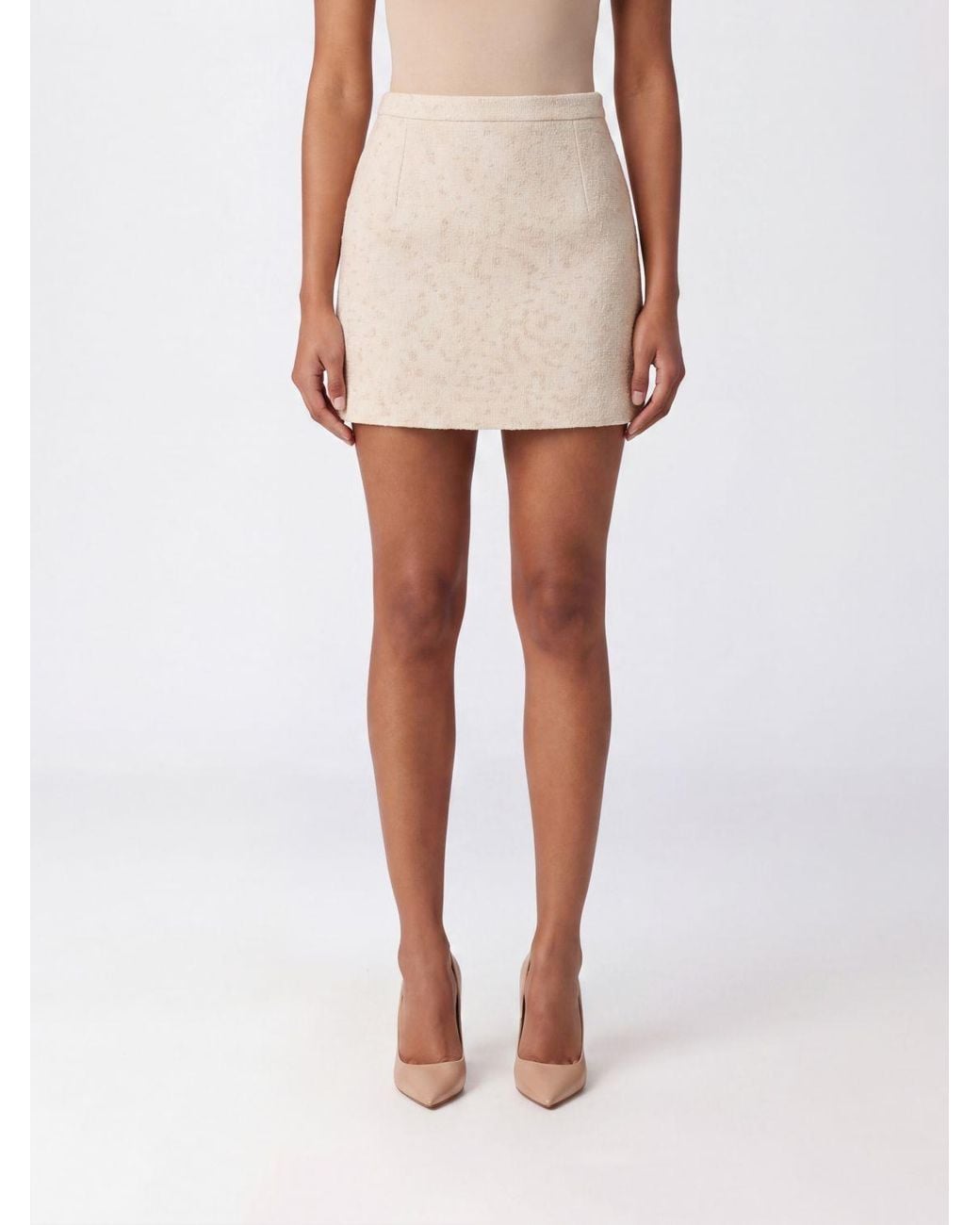 Alessandra Rich White High-Waisted Slim Fit Pencil Mini Skirt