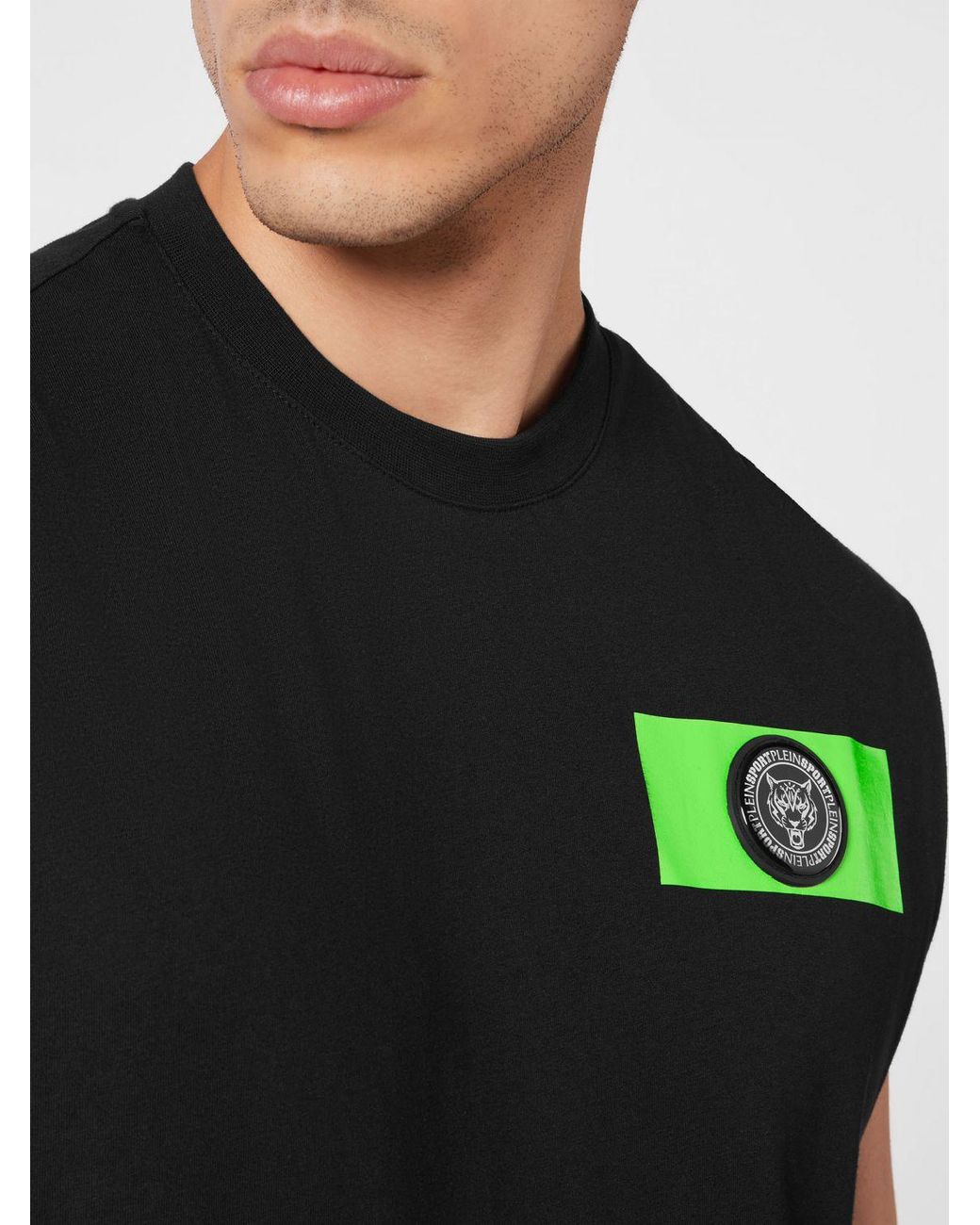Philipp Plein Black Slim Fit Cotton Tank Top With Hexagon Logo On The Chest for men
