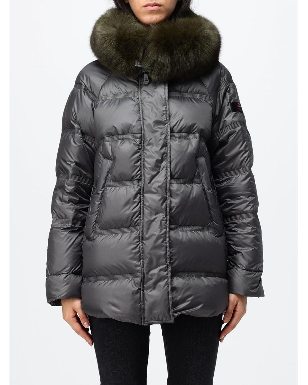 Peuterey Black Quilted Nylon Short Puffer Jacket With Shearling Hood