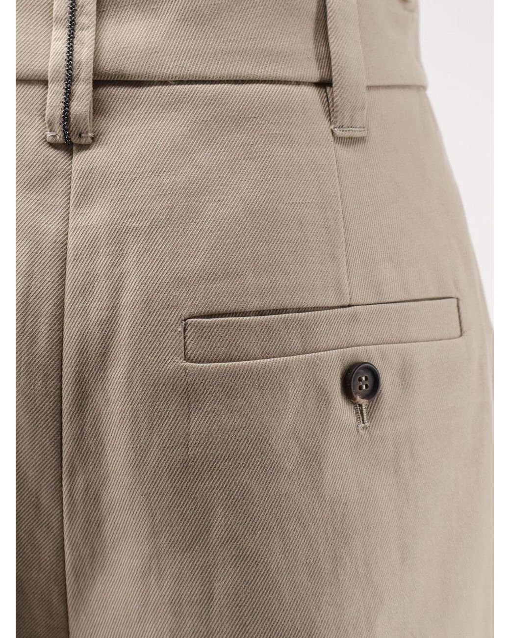 Brunello Cucinelli Natural Cotton And Linen Tailored Shorts
