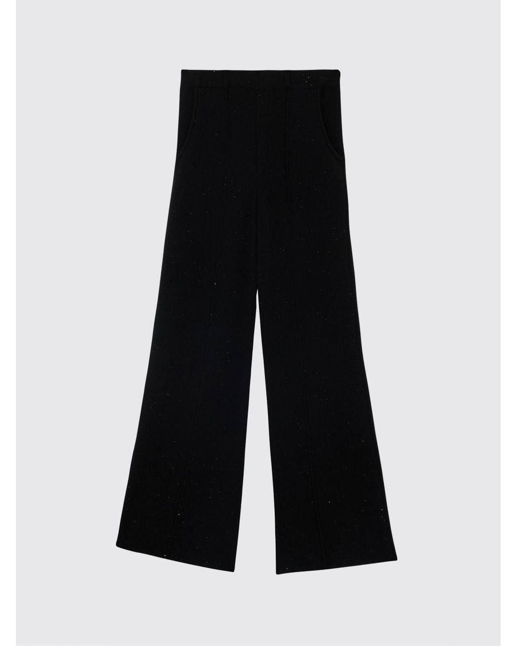 Twinset Black High-Waisted Straight-Leg Knit Trousers