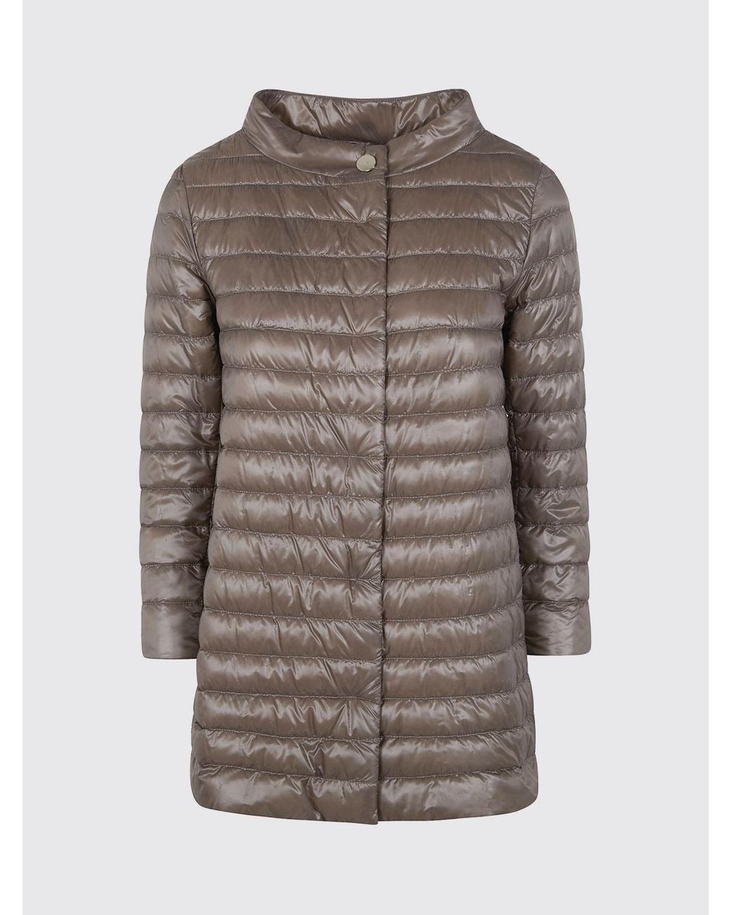 Herno Brown Rossella Ultra-Light Nylon Short Down Jacket With Mandarin Collar