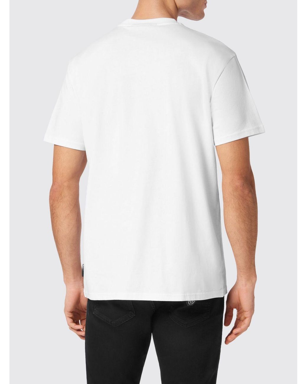 Philipp Plein White Slim Fit Cotton T-Shirt With Contrasting Logo for men