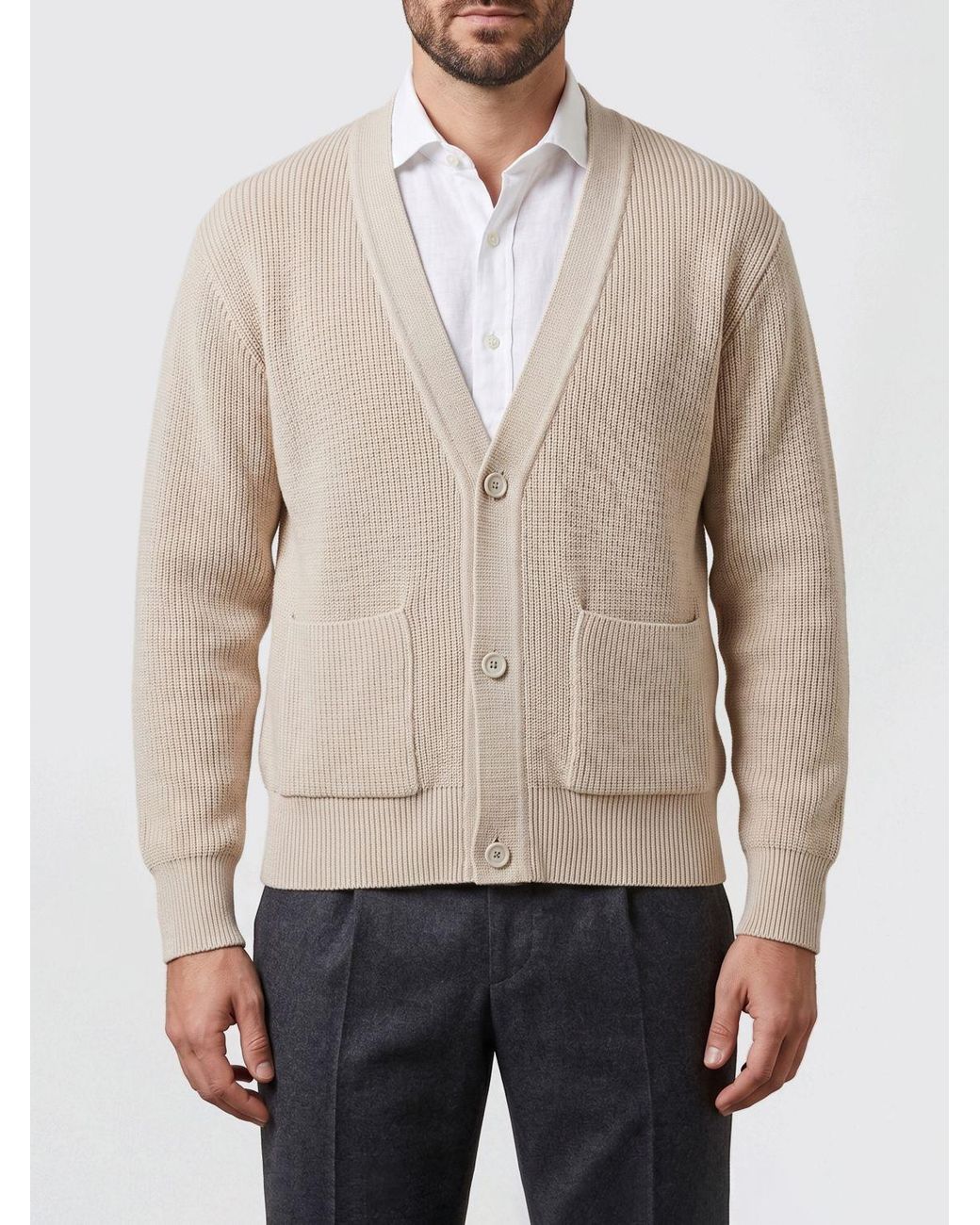 Lardini Natural Cotton Cardigan for men