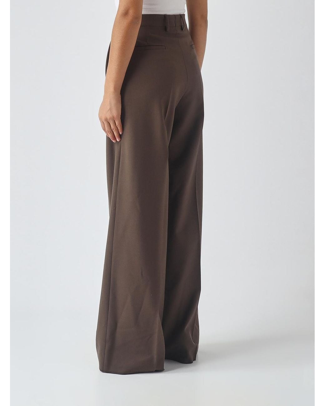 Tagliatore Brown High-Waisted Wide-Leg Tailored Trousers