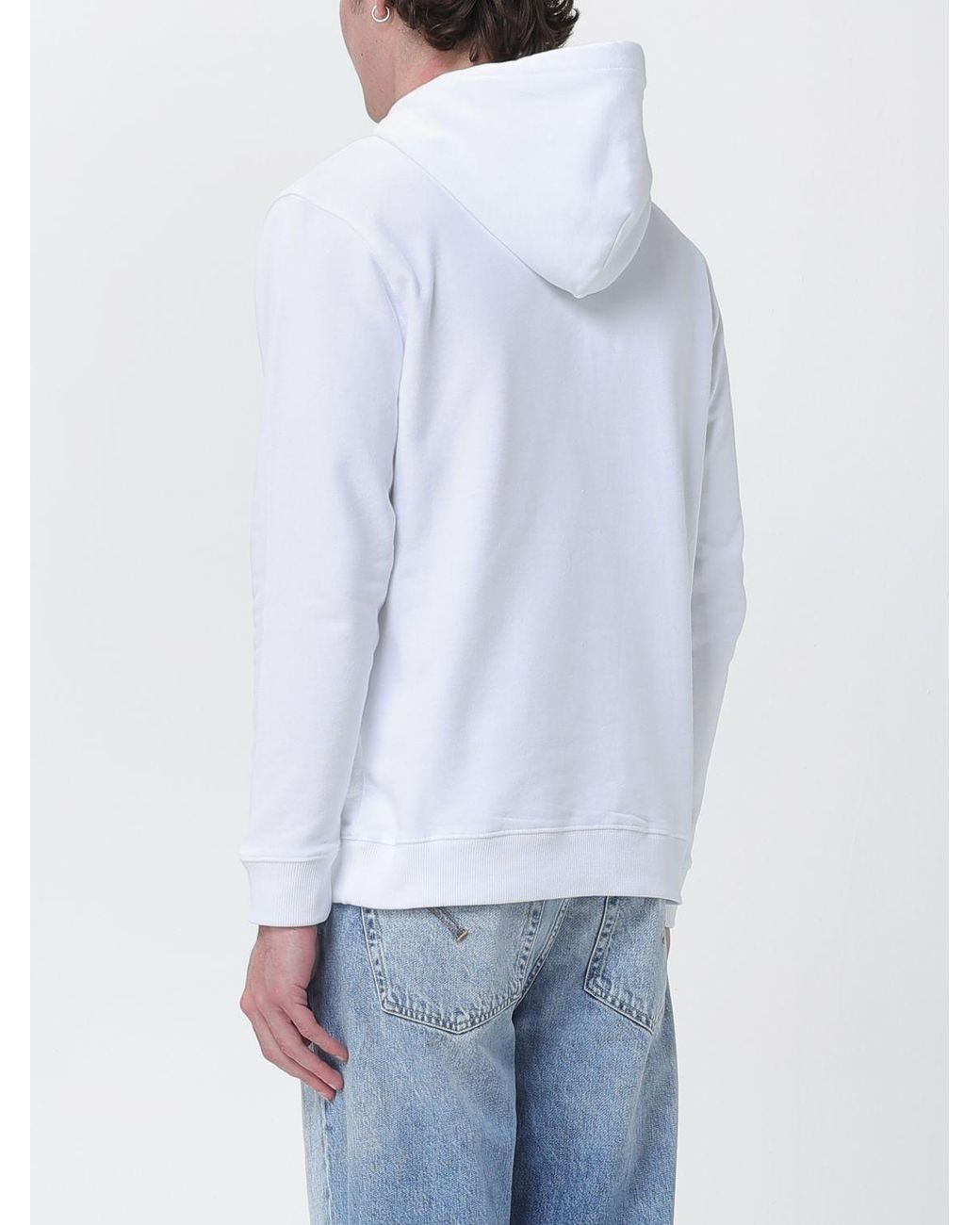Dondup White Cotton Hoodie With Logo for men
