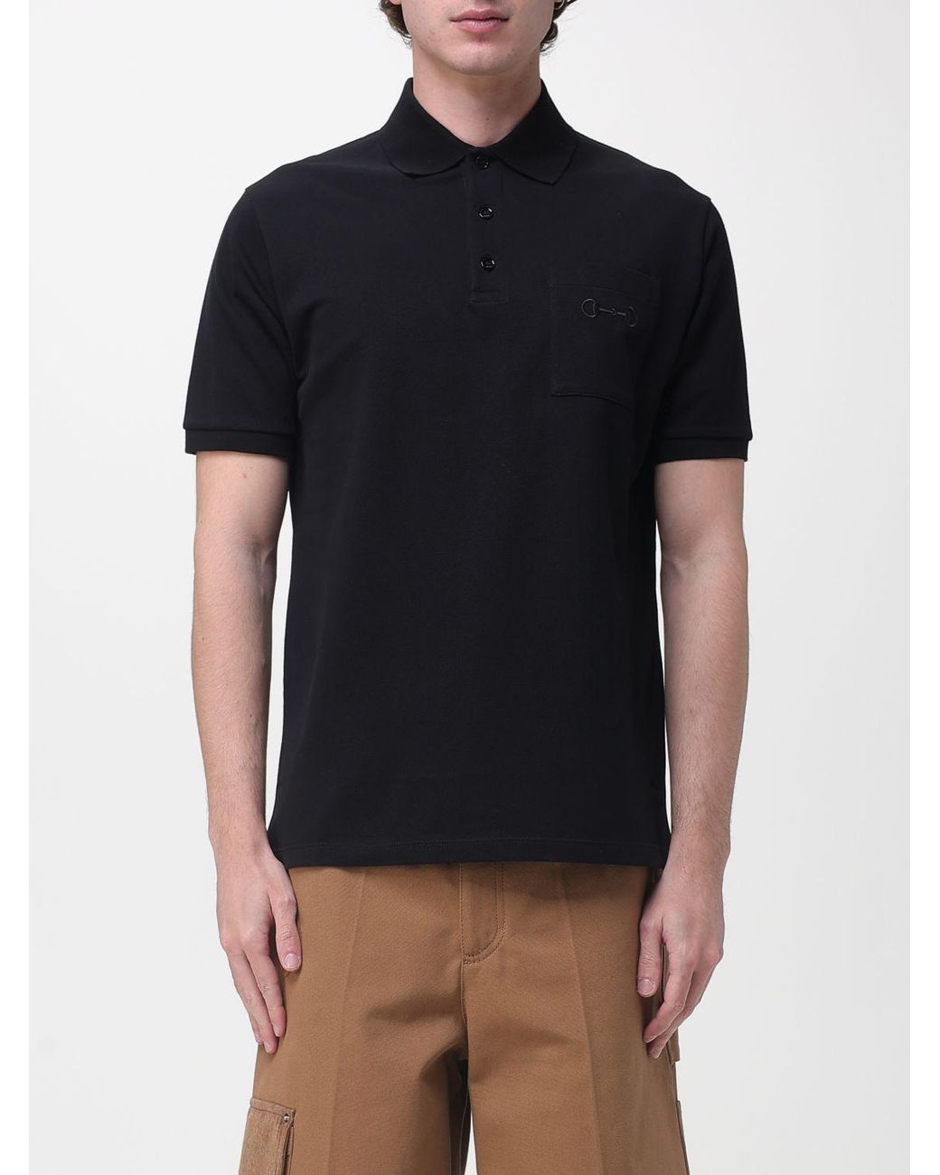 Gucci Black Basic Cotton Polo Shirt for men