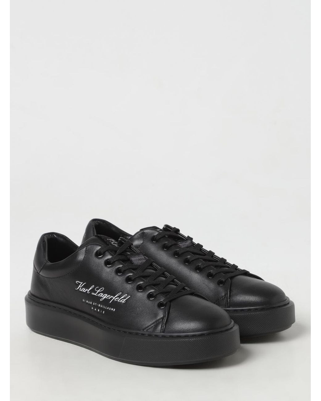 Karl Lagerfeld Black Synthetic Leather Sneakers for men