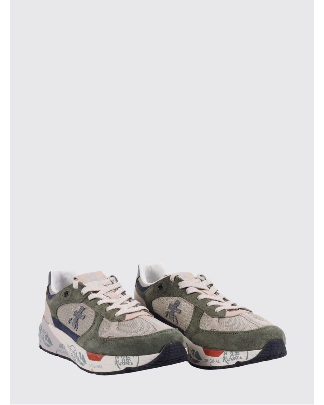 Premiata White Mase Suede And Mesh Sneakers for men