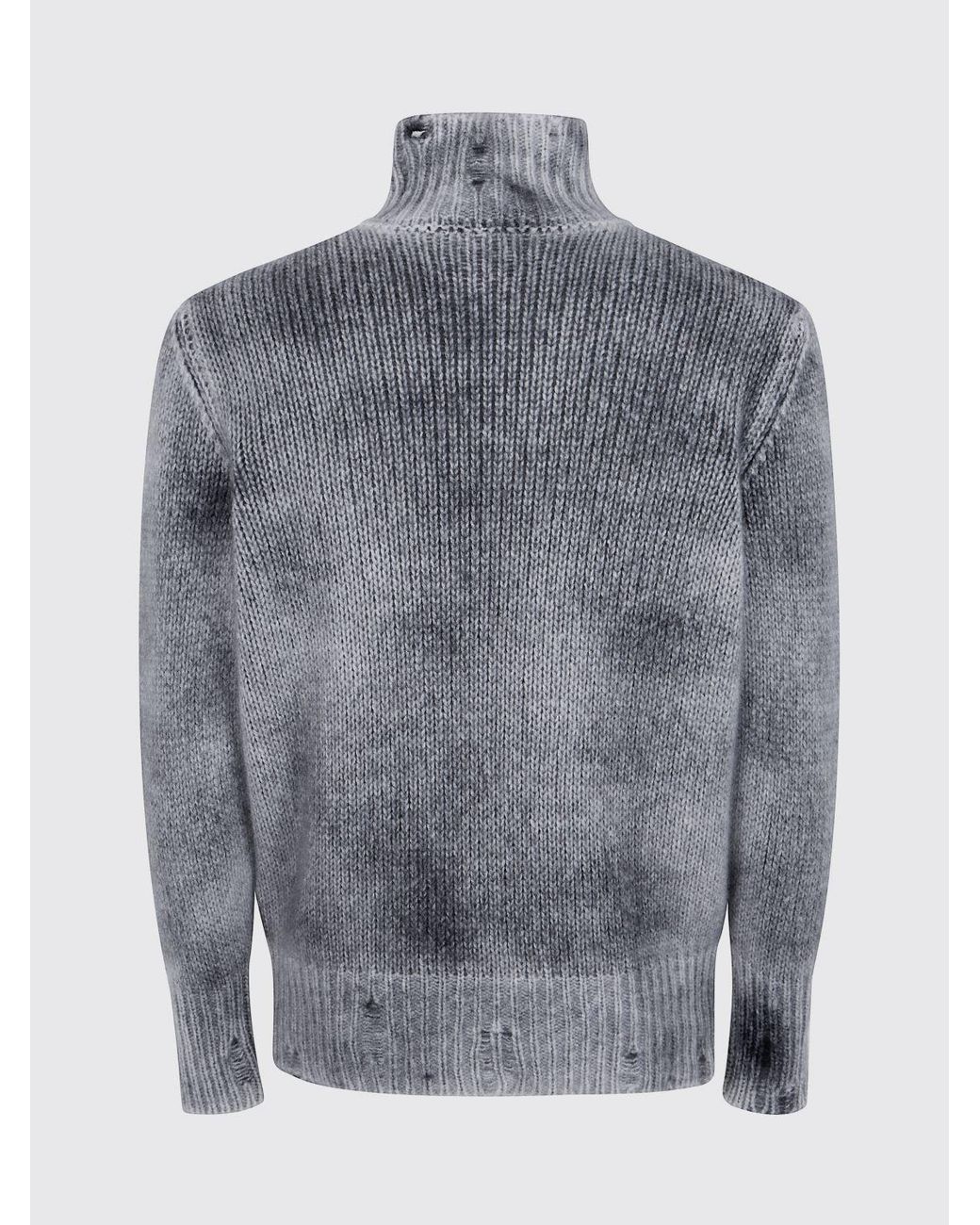 Avant Toi Gray Abstract Pattern Cashmere And Silk Turtleneck Jumper for men