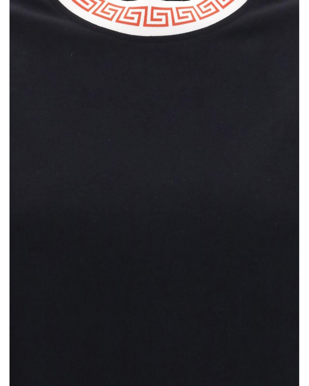 Versace Black Greca Print Crew-Neck Cotton T-Shirt