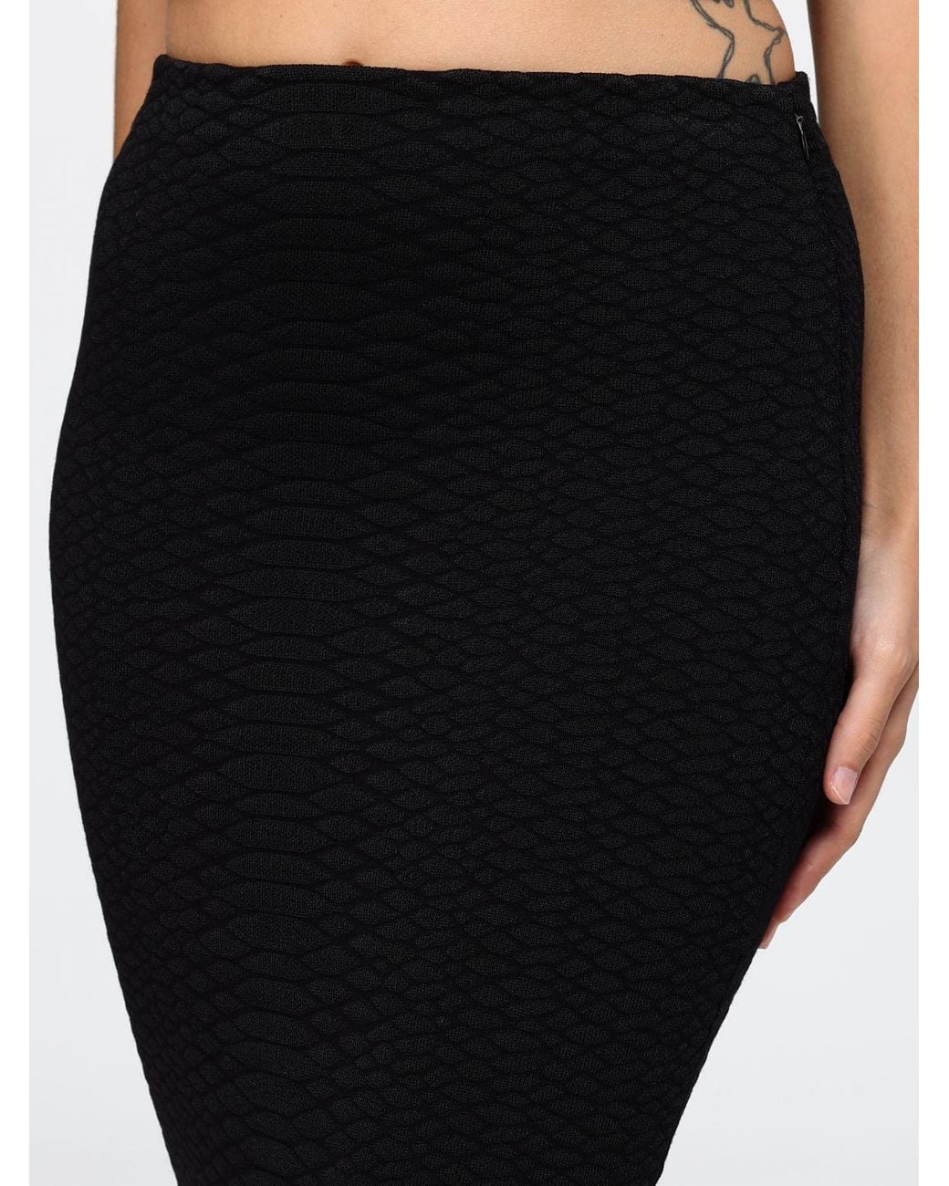 Elisabetta Franchi Black Midi Knit Pencil Skirt