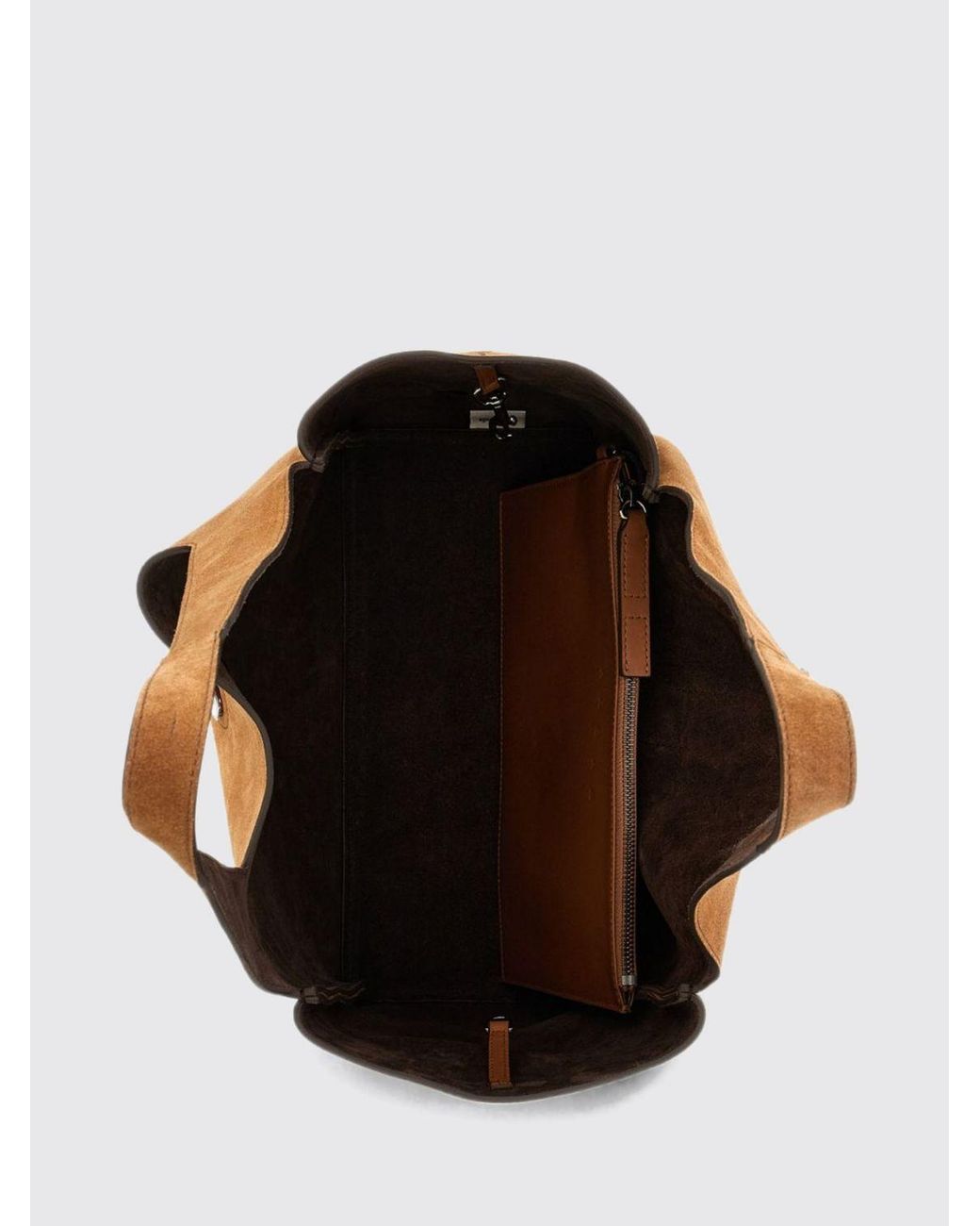 Hogan Brown Suede Leather Shoulder Bag With H Logo And Internal Pouch