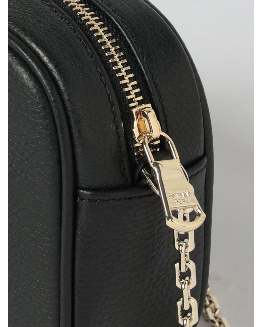 Patrizia Pepe Black Grained Leather Bag