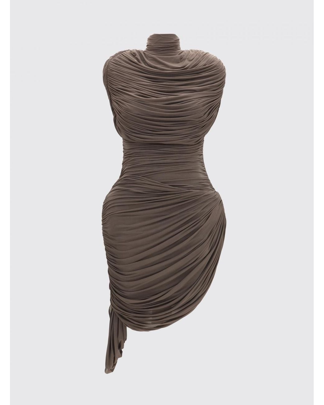 Magda Butrym Brown High-Neck Asymmetrical Mini Dress