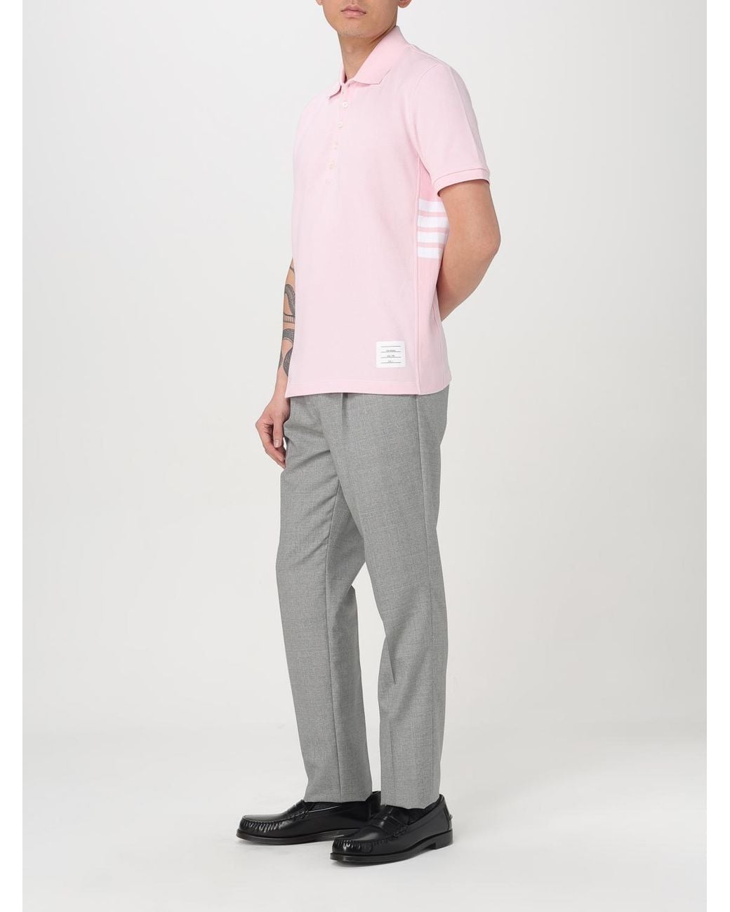 Thom Browne Pink Basic Cotton Polo Shirt for men