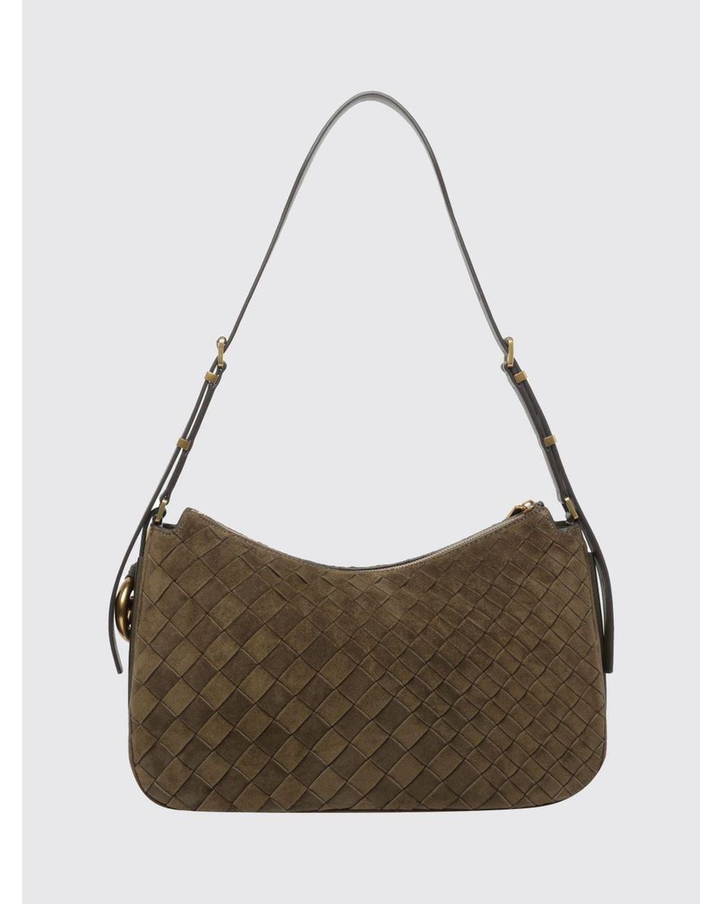 Michael Kors Brown Nolita Woven Suede Shoulder Bag With Charm