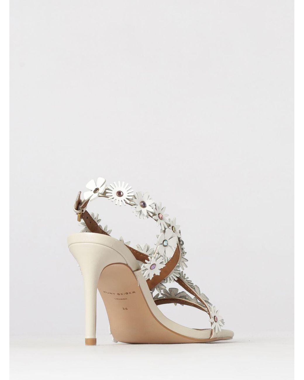 Kurt Geiger Natural Leather Sandal With Flowers And Rhinestones