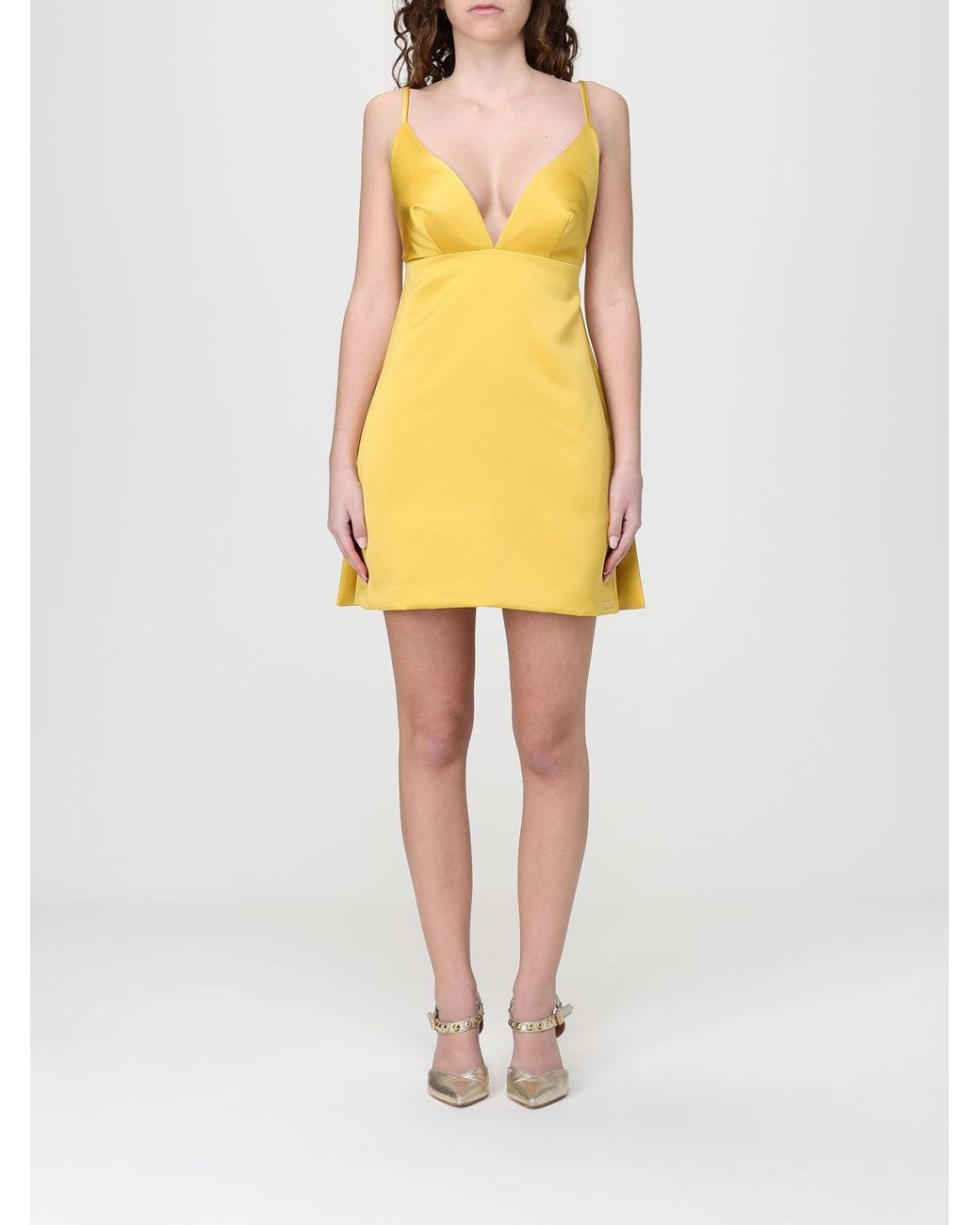 Elisabetta Franchi Yellow Crepe Mini Dress