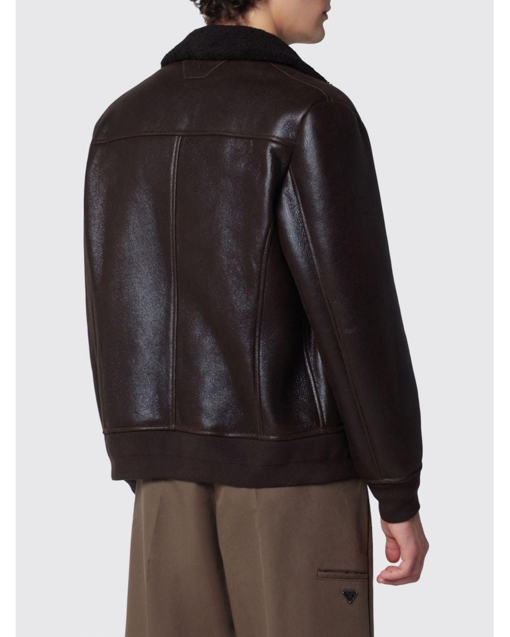 Salvatore Santoro Black Smooth Sheepskin Jacket With Fur Collar for men