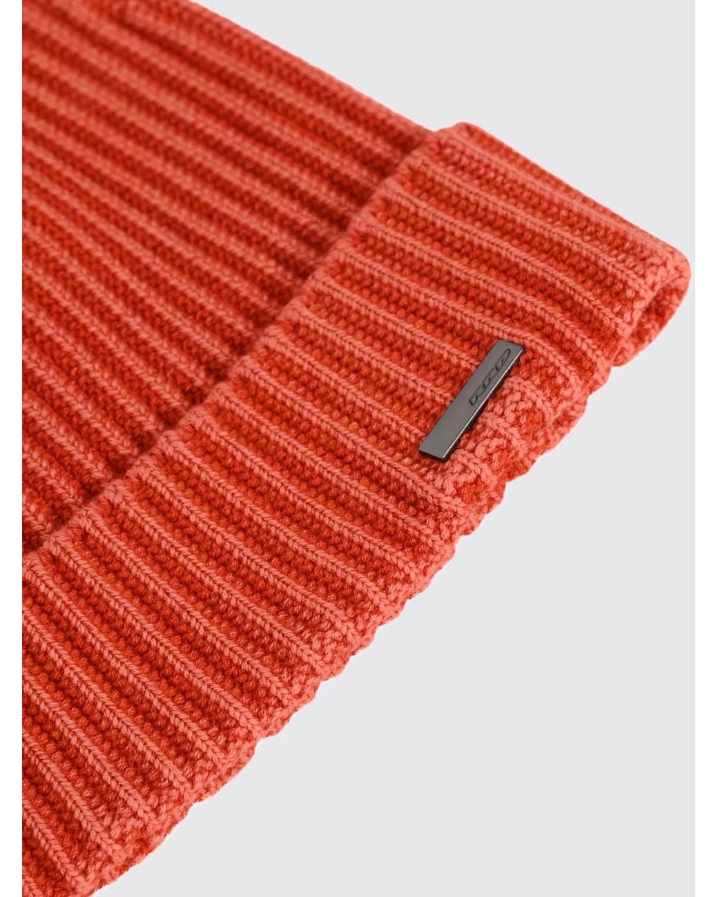Rrd Red Ribbed Cotton Beanie With Applied Logo for men
