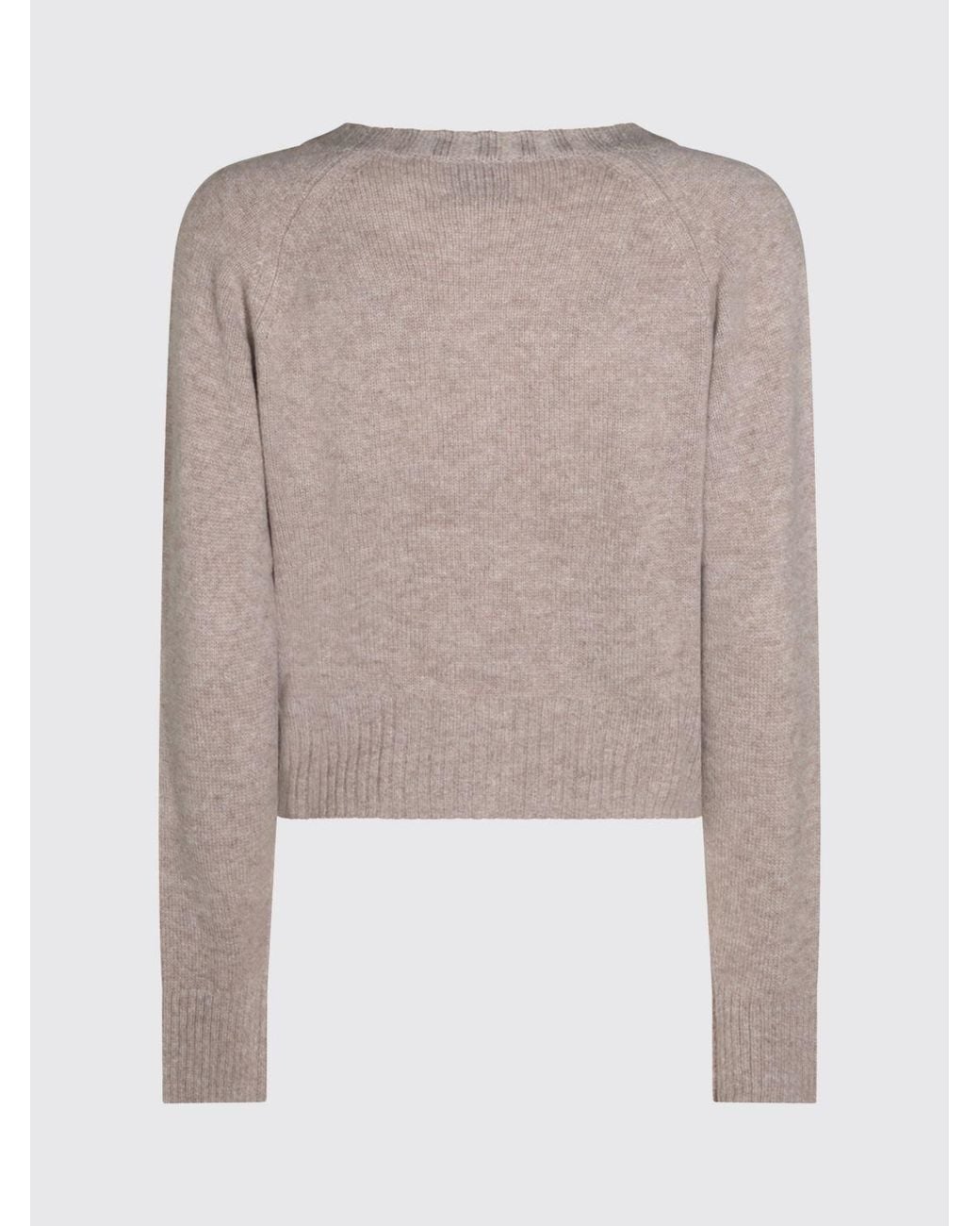 Allude Natural V-Neck Cashmere Cardigan With Button Closure