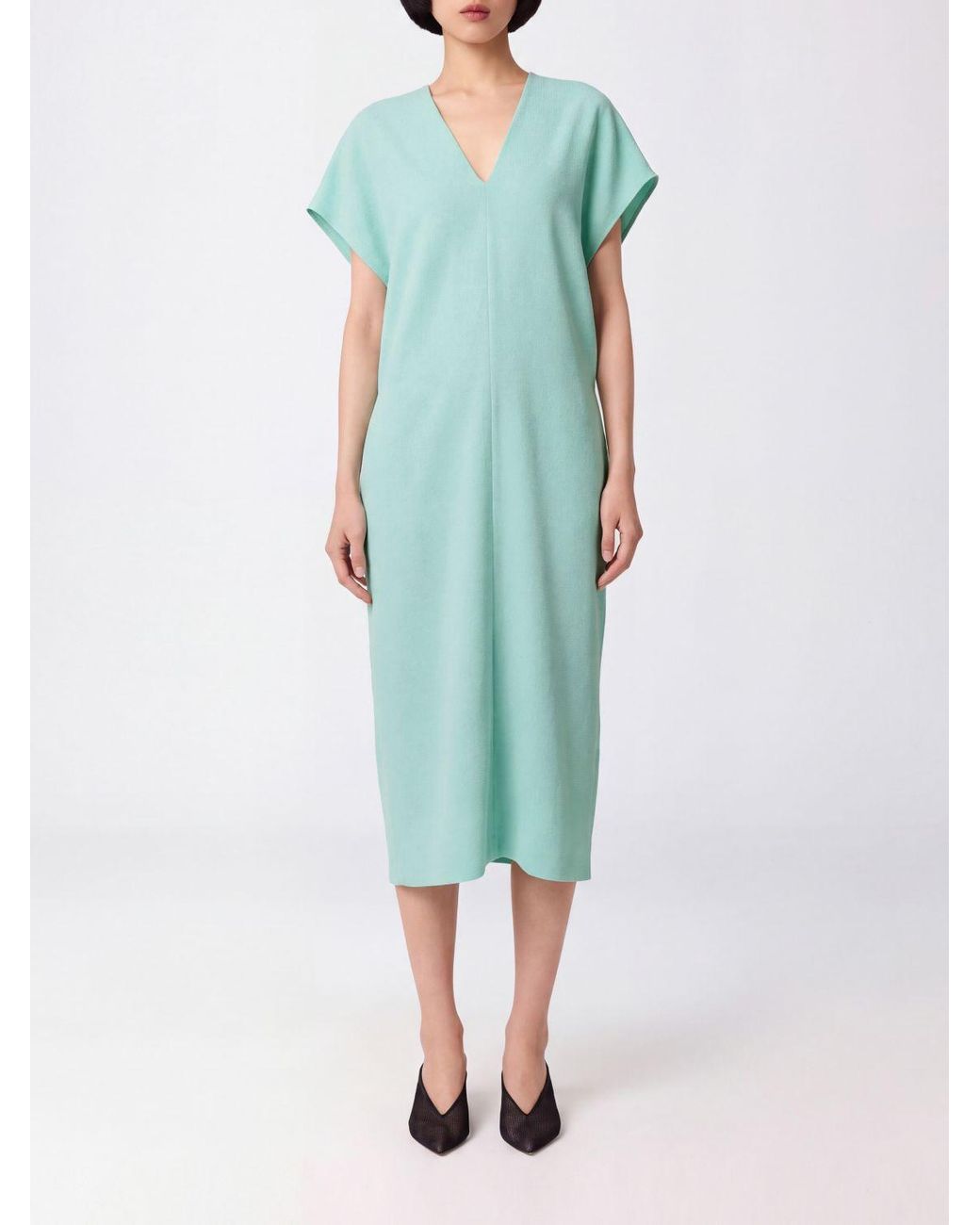 Stella McCartney Green V-Neck Silk-Blend Midi Caftan With Slit