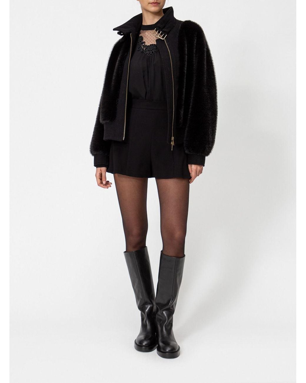 Twinset Black Fur Coat