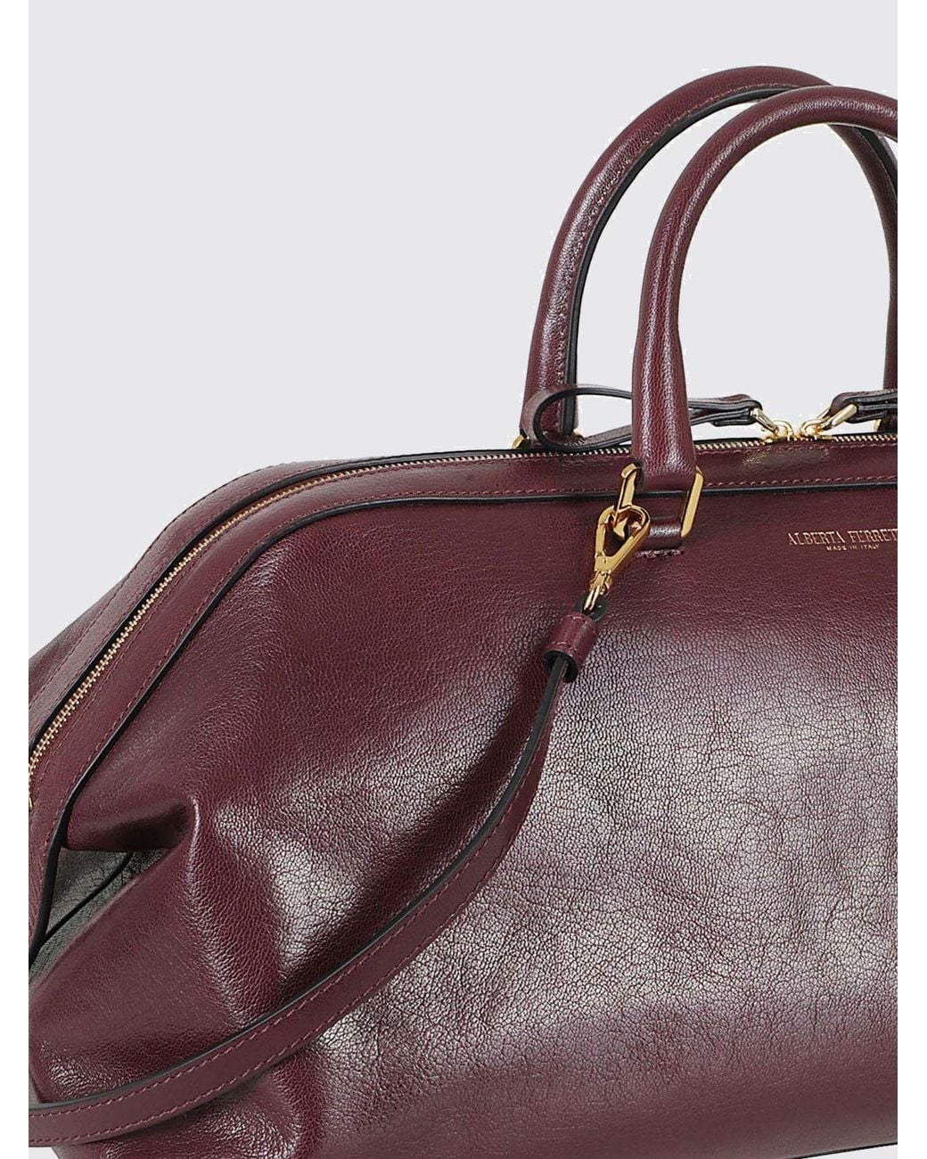 Alberta Ferretti Purple Large Smooth Leather Handbag With Foil Logo