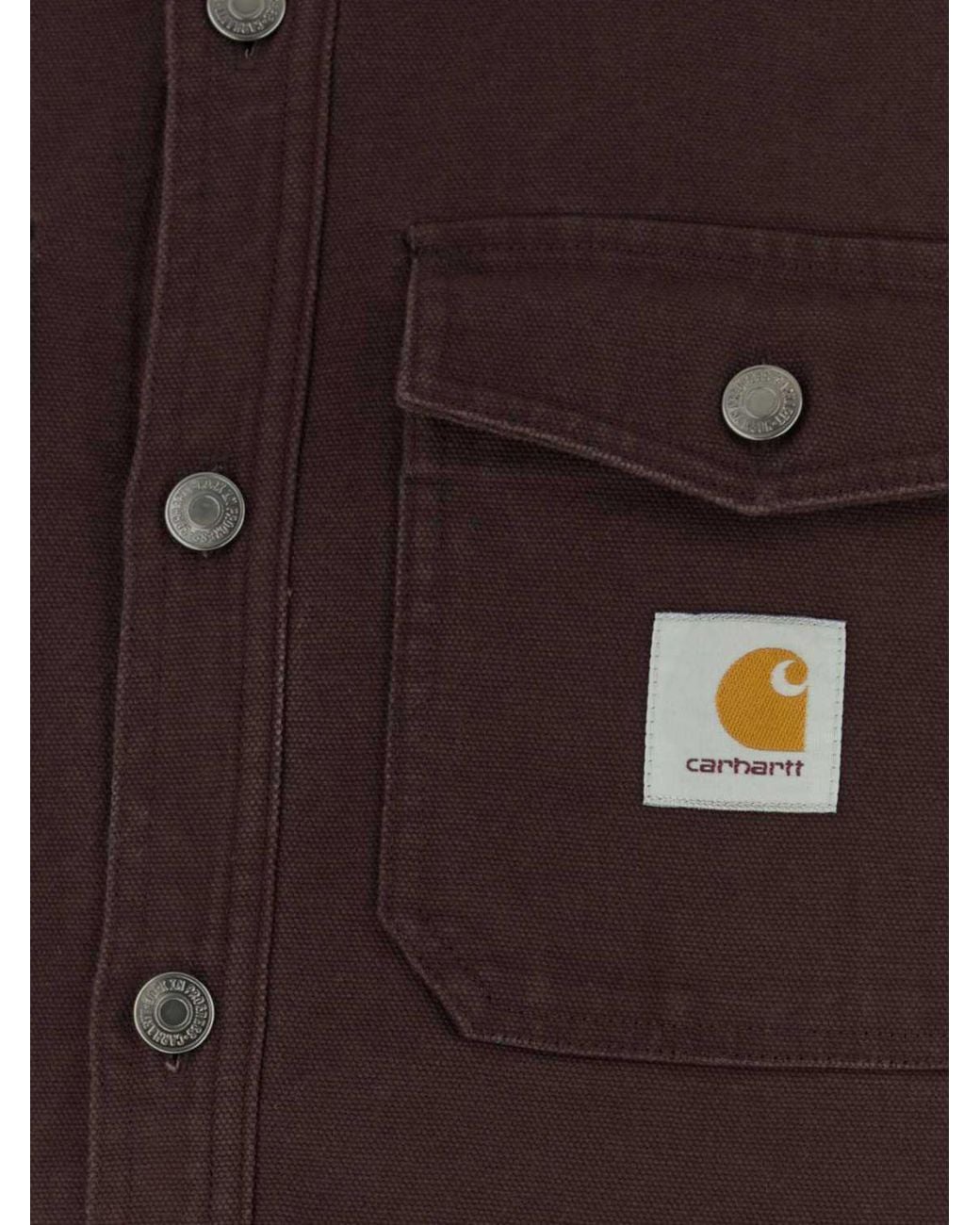Carhartt Red Cotton Overshirt With Patch Pockets And Dropped Shoulders for men