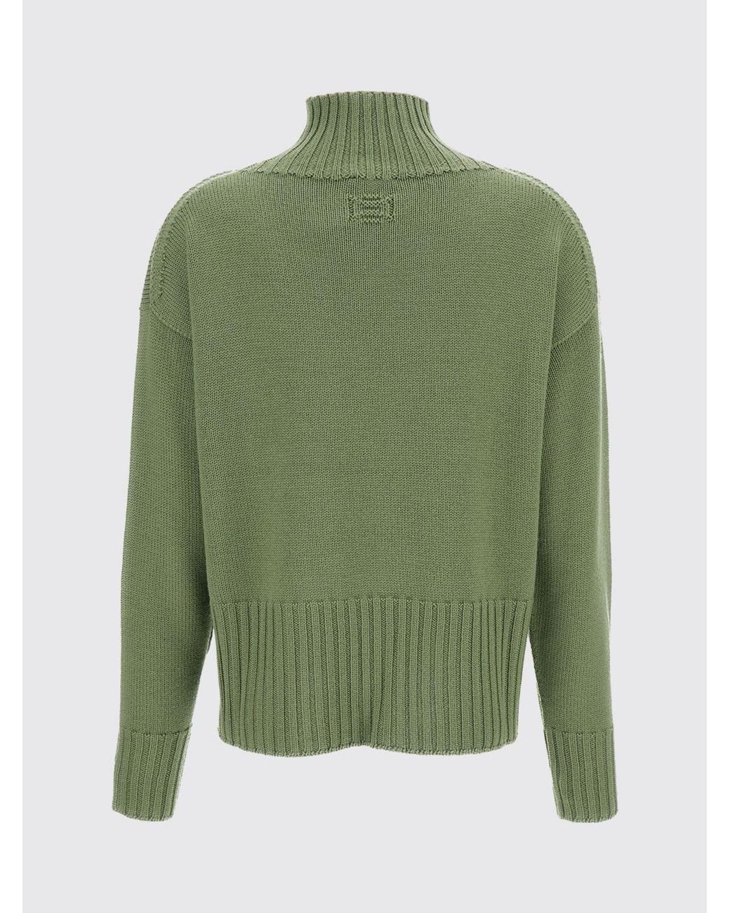 Drumohr Green Merino Wool Roll-Neck Jumper With Dropped Shoulders