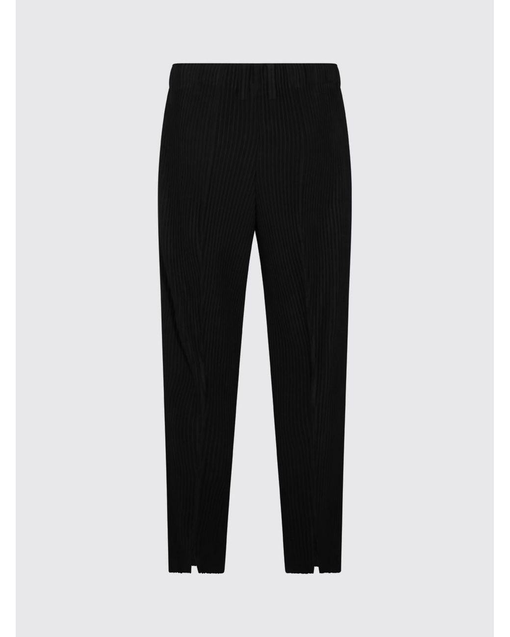 Homme Plissé Issey Miyake Black Homme Plissé Issey Miyake Slim Fit Pleated Technical Fabric Trousers With Slit for men