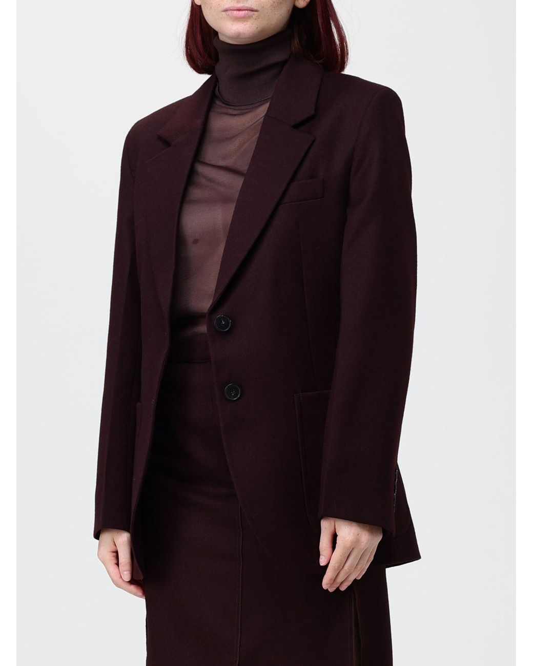 Victoria Beckham Purple Single-Breasted 100% Wool Blazer With Lapel Collar