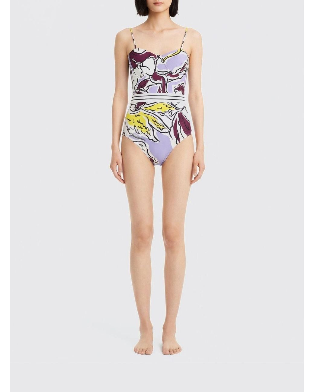 Tory Burch Purple Printed Polyamide One Piece Swimsuit