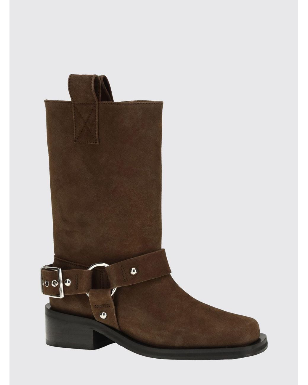 Ganni Brown Suede Biker Boots