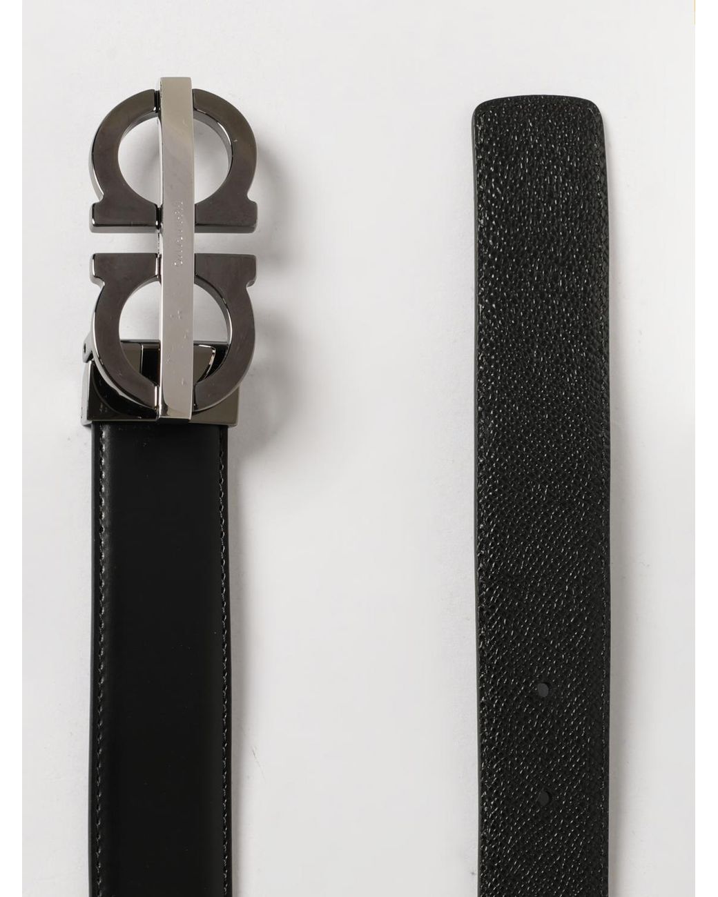 Ferragamo White Gancini Calf Leather Belt for men
