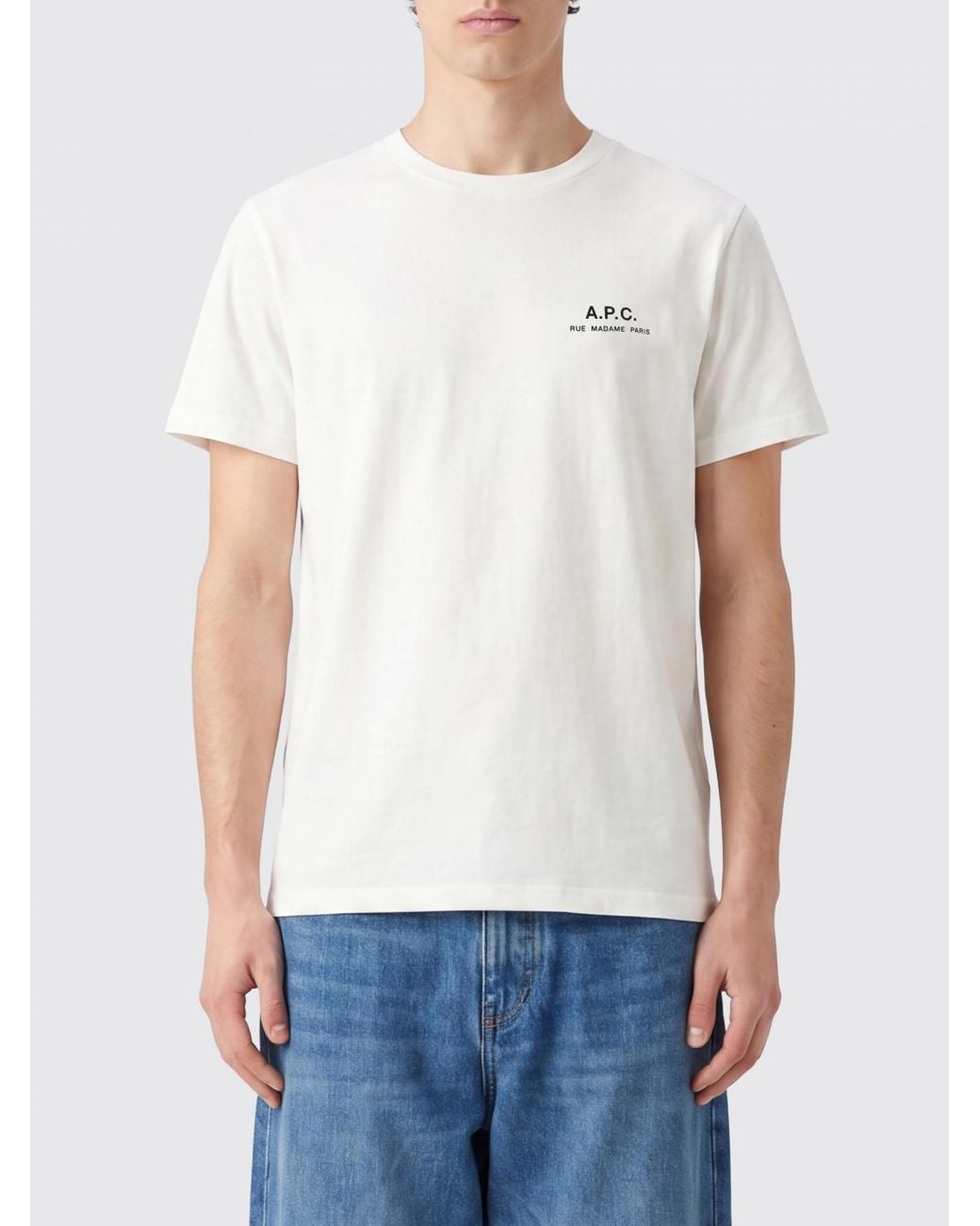 A.P.C. White Cotton T-Shirt With Contrast Logo On The Chest for men