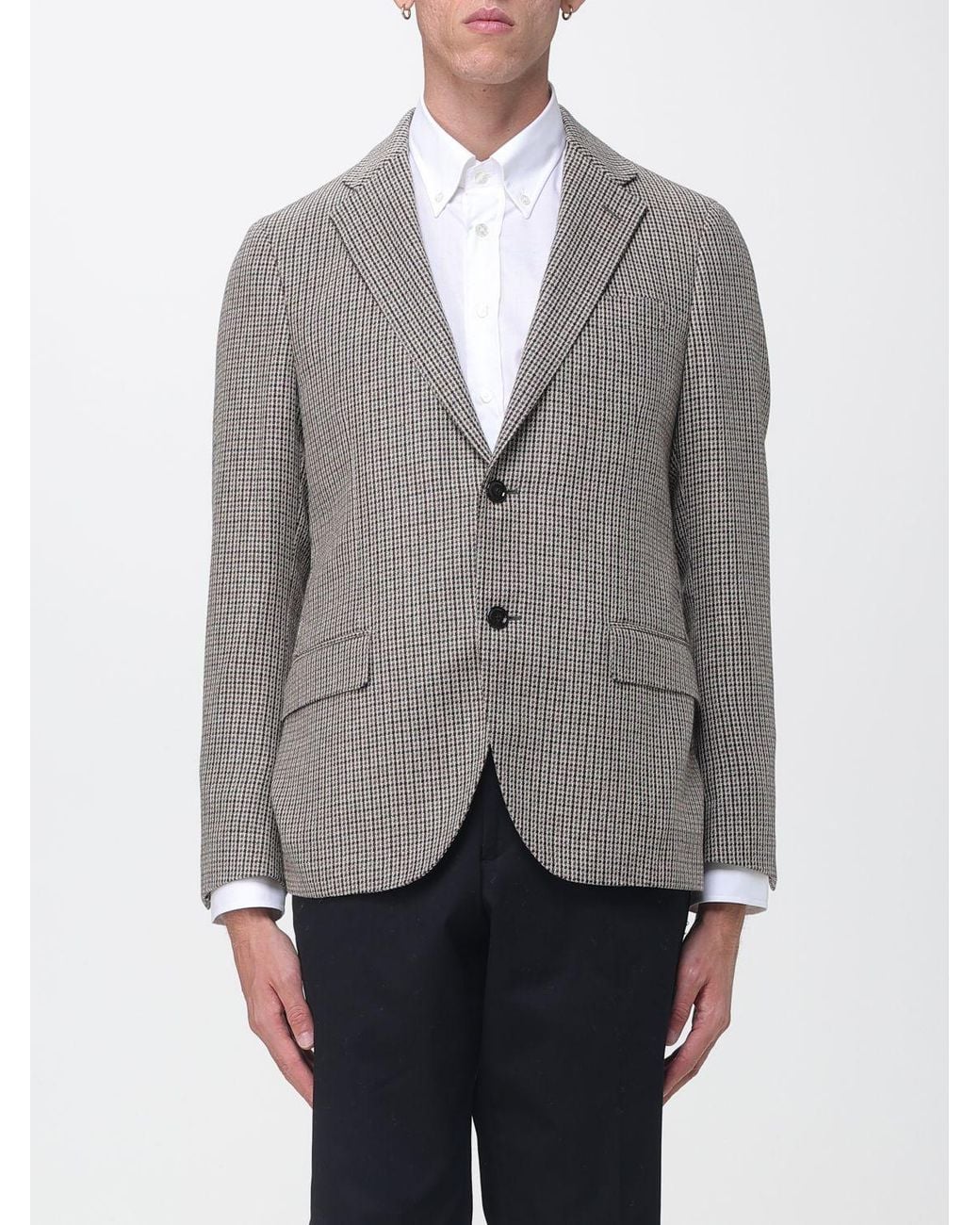 Lardini Gray Houndstooth Single-Breasted Wool And Cashmere Blazer for men