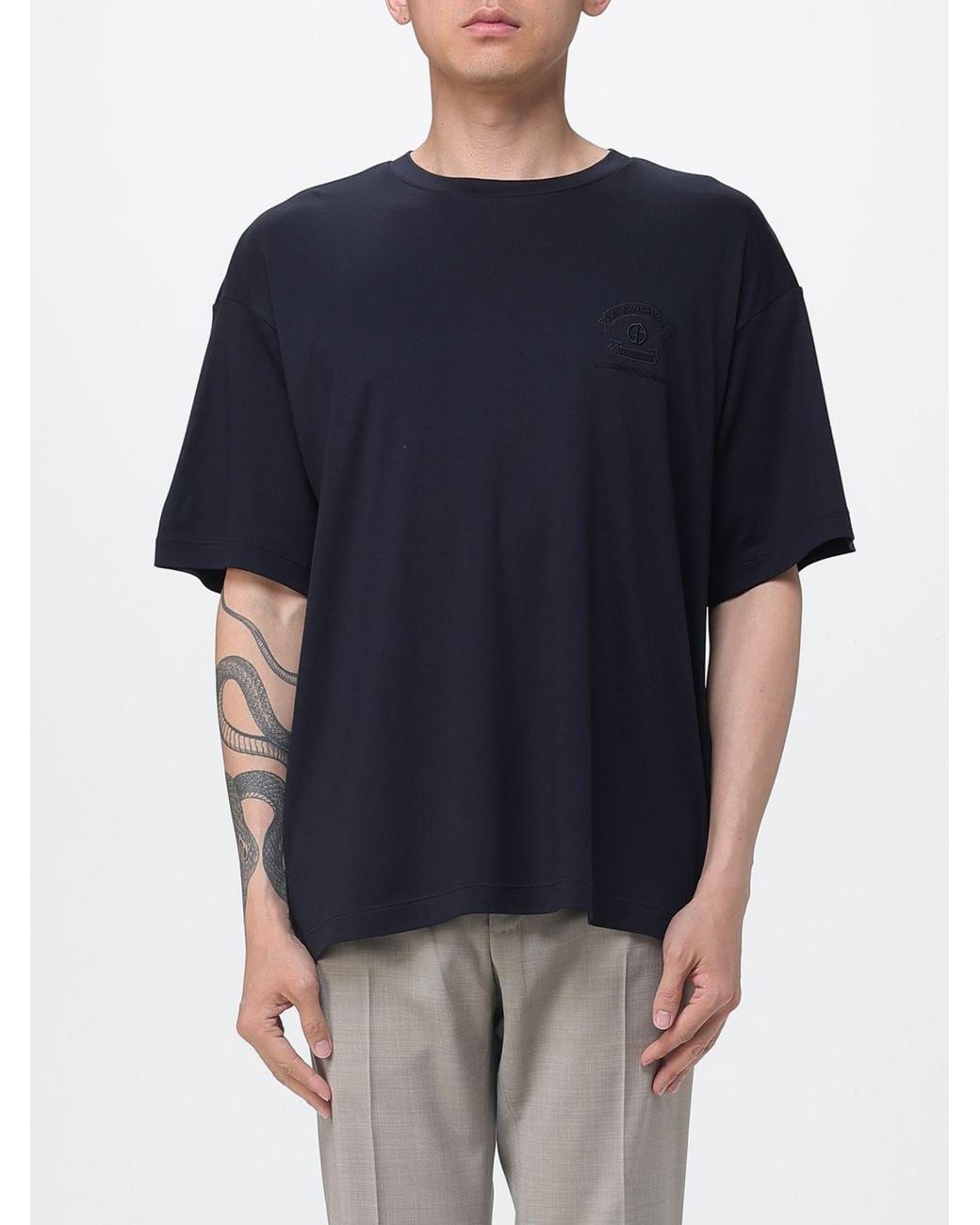 Giorgio Armani Blue Cotton Blend T-Shirt for men