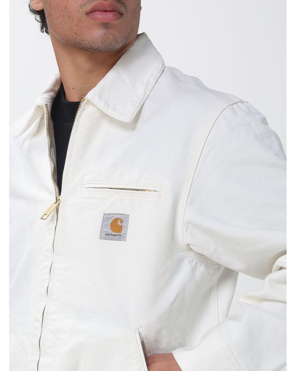 Carhartt White Detroit Organic Cotton Canvas Jacket With Velvet Collar for men