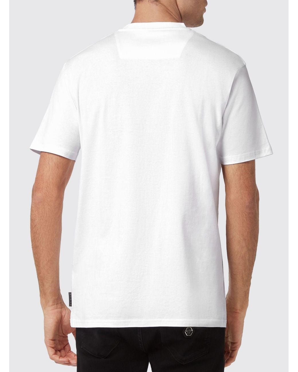 Philipp Plein White Cotton T-Shirt With Skull Print And Monogram Motif for men