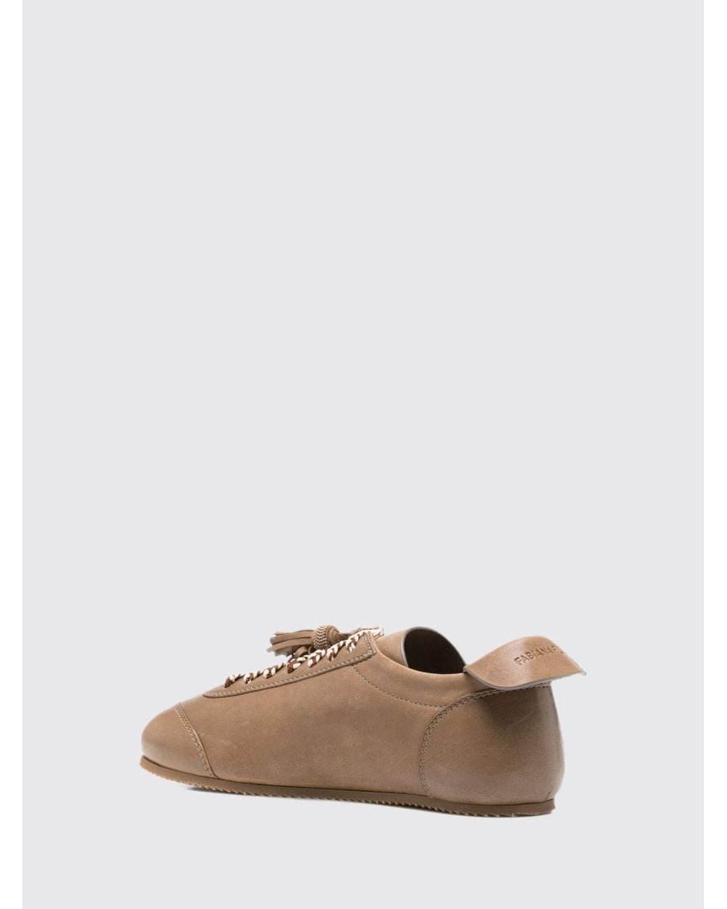 Fabiana Filippi Brown Low Top Smooth Leather Sneakers With Tassels And Round Toe