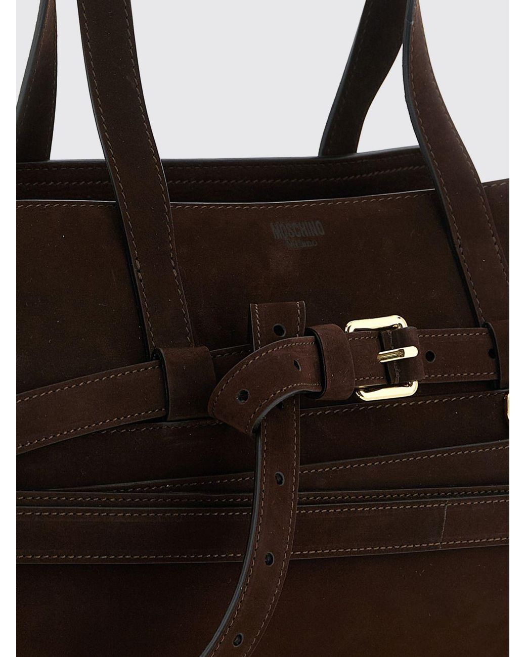 Moschino Couture Black Tie Me Suede Calfskin Tote Bag