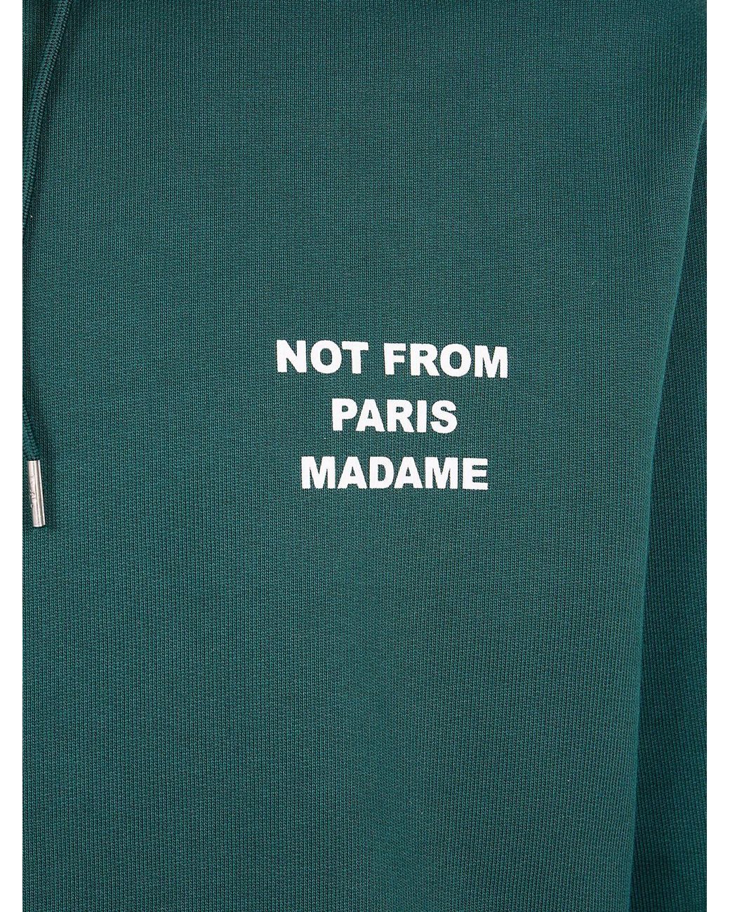 Drole de Monsieur Green Relaxed Fit Cotton Hoodie With Slogan Print for men