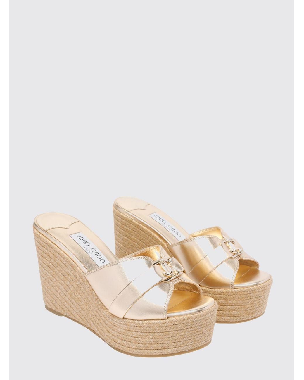 Jimmy Choo Natural Leda High Wedge Sandals