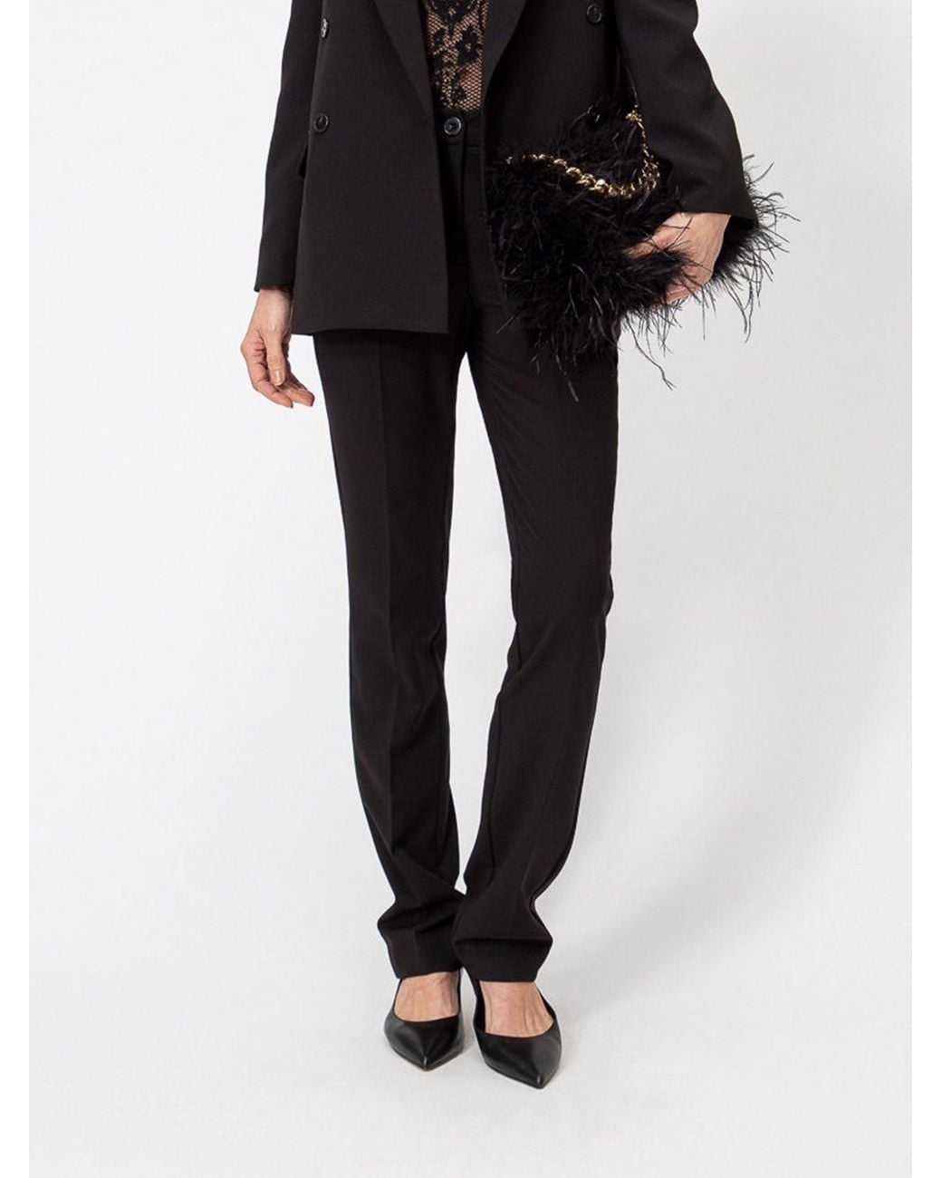Twinset Black Mid-Rise Tailored Skinny Trousers