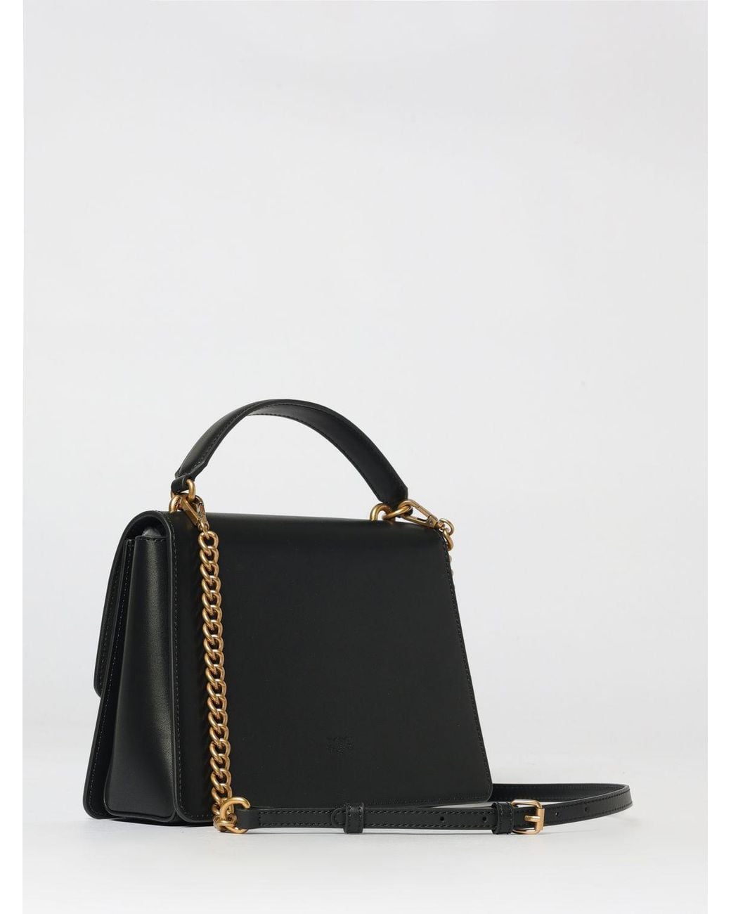 Pinko Black Love One Top Handle Light Leather Bag